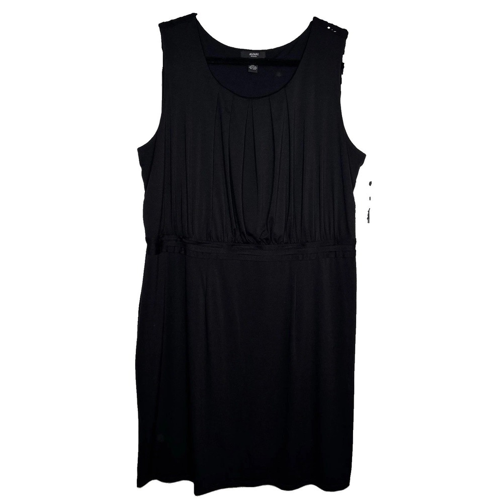 Alfani Womans Dress 1X Black NEW Sleeveless Pleat Front NWT Classic Transitional